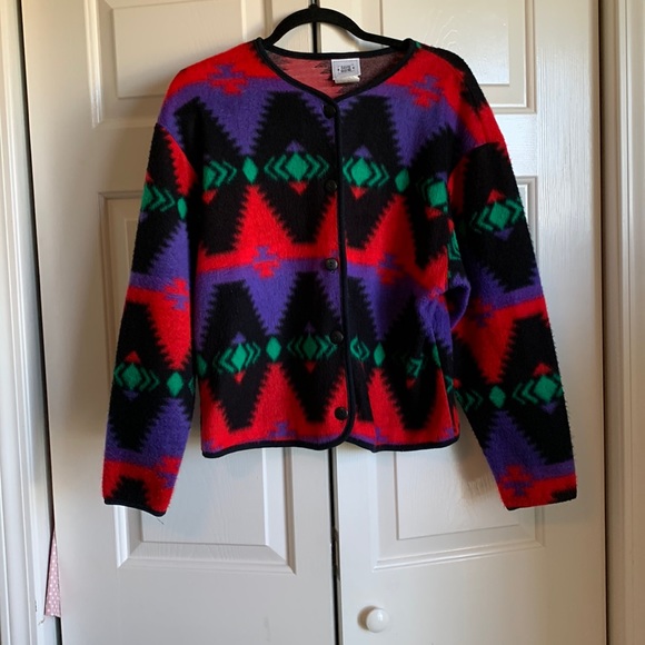 Vintage David Wayne Aztec Southwestern Cardigan long sleeve button native - Picture 1 of 7